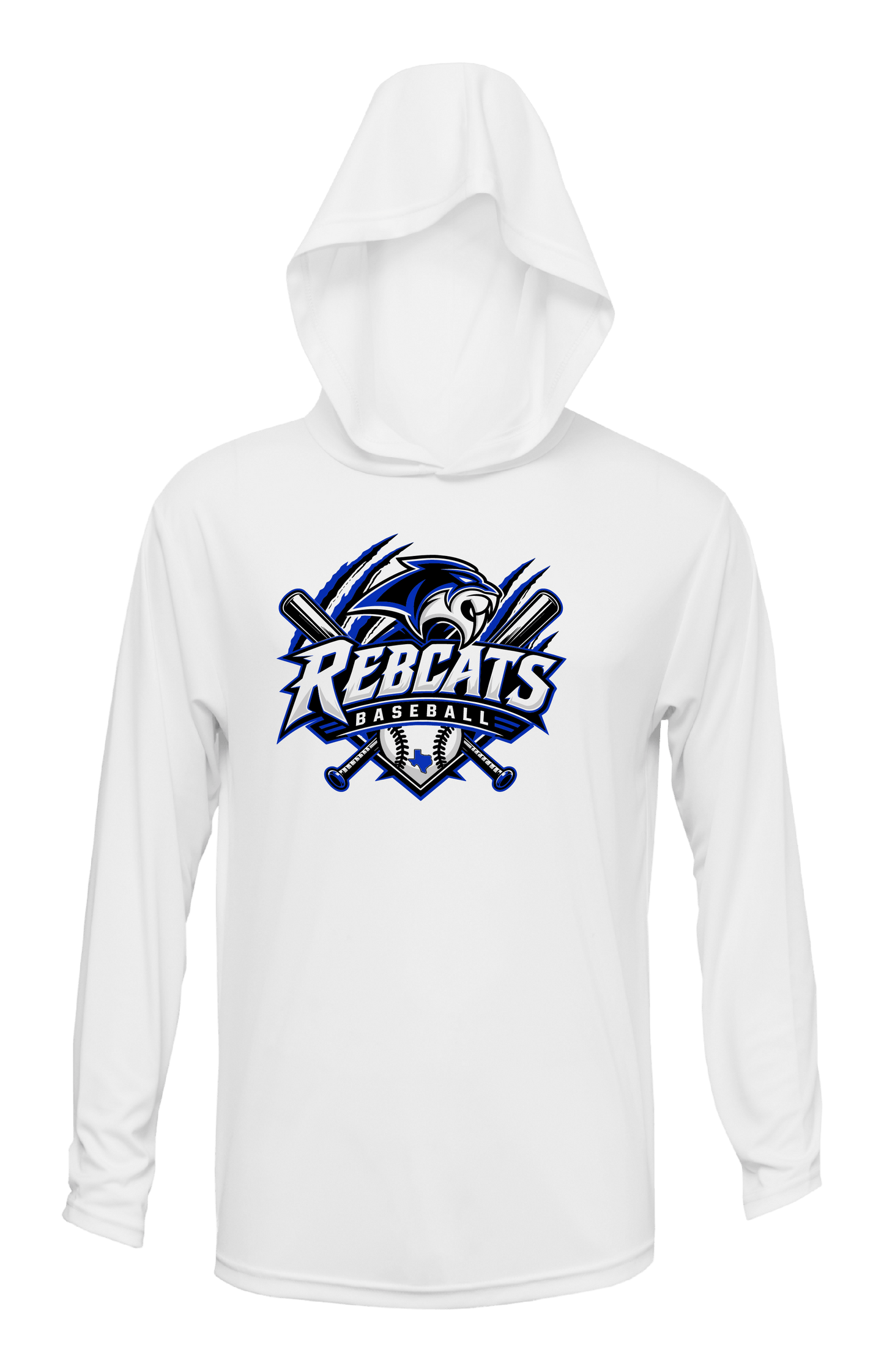 Rebcats Baseball Long Sleeve Hoodie White
