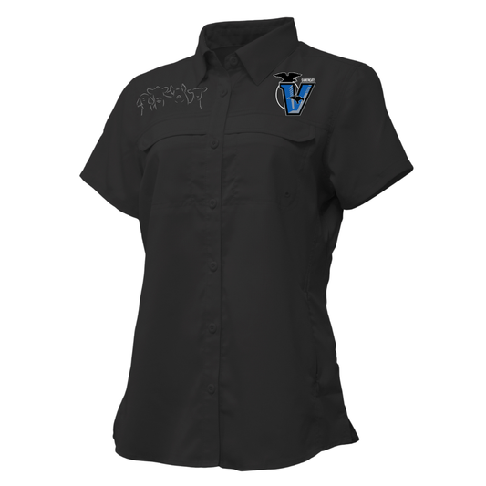 Robert Vela FFA - Women Embroided Fishing Shirt - Black